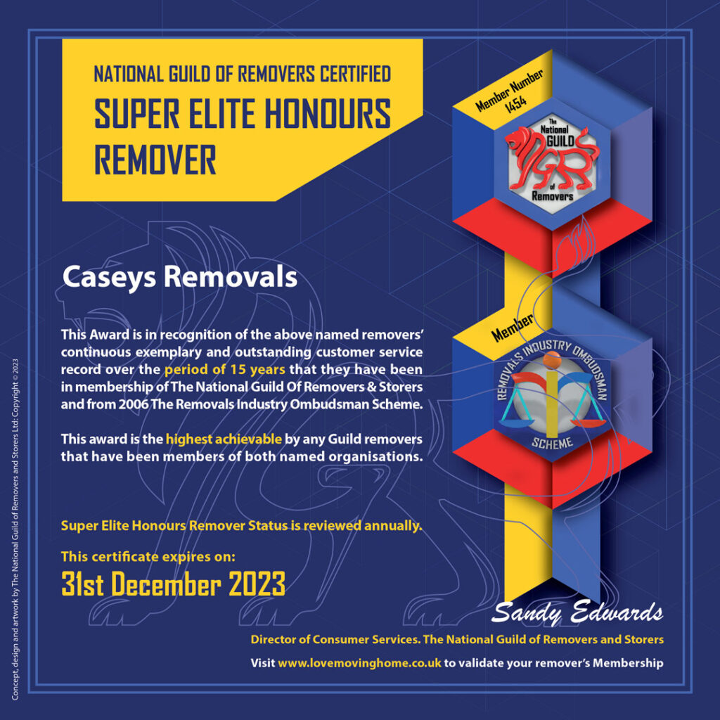 Casey's Removals : Super Elite Honours Remover Award